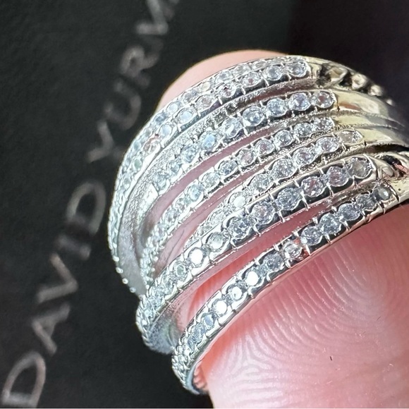 David Yurman Silver Diamond Ring - Picture 4 of 6
